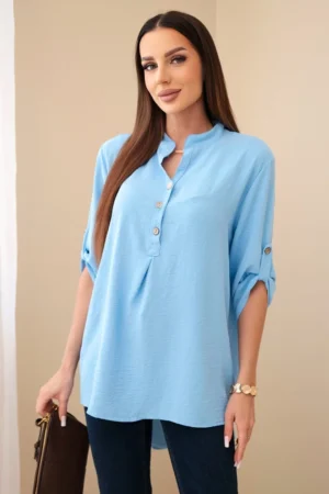 Palaidinė ilgesne nugara, pasiraitojamomis rankovėmis