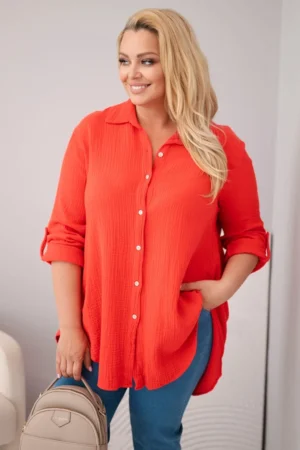 Plus Size medvilniniai muslino marškiniai