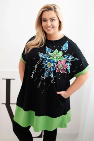 Plus Size tunika su perlų aplikacijomis