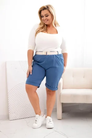 Plus Size medvilniniai šortai su diržu