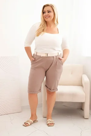 Plus Size šortai su diržu