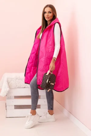 Plus Size pūkuota liemenė su gobtuvu
