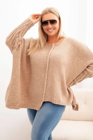 Plus Size oversize megztinis 3/4 rankovėmis