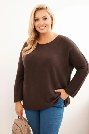 Plus Size megztinis laivo formos iškirpte