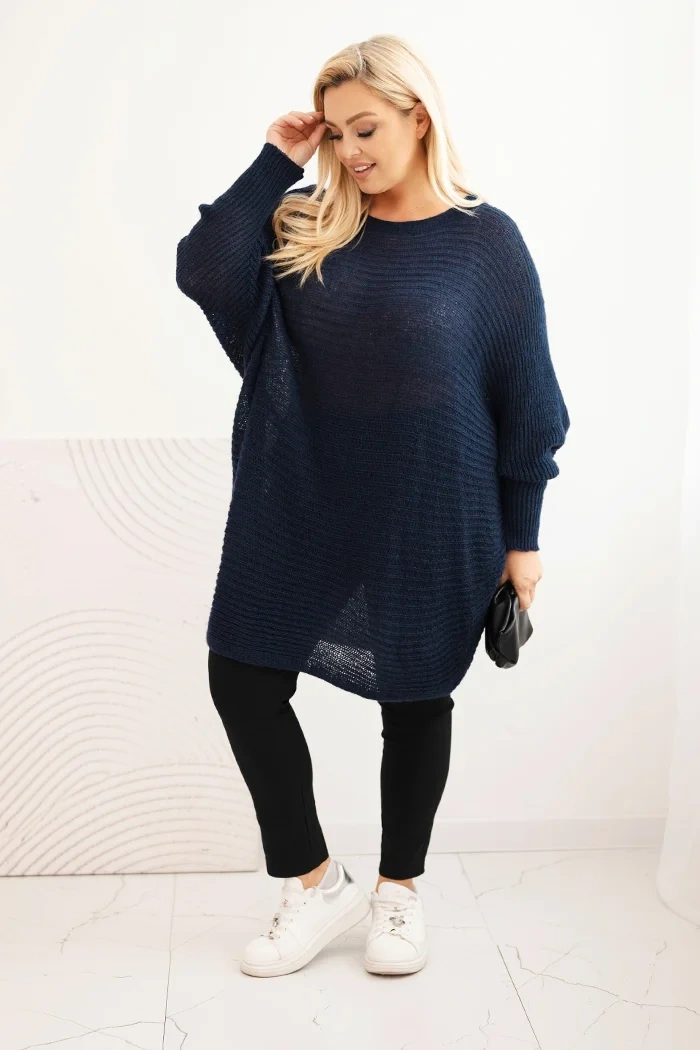 35006_1 Plus Size pončo megztinis su mohera - Image 2