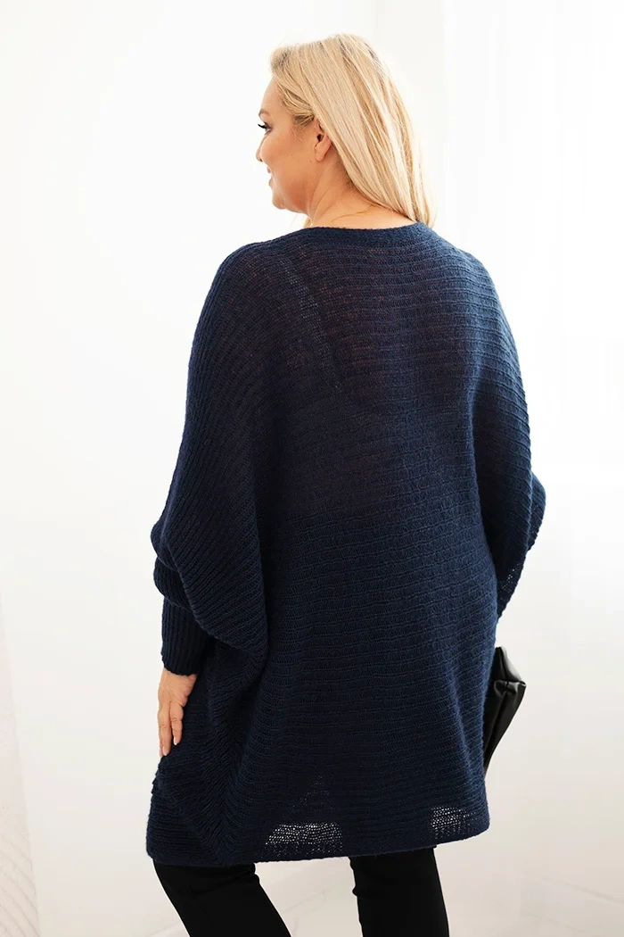 35006_2 Plus Size pončo megztinis su mohera - Image 3