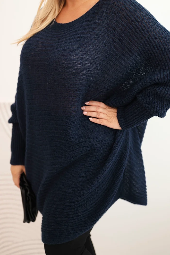 35006_3 Plus Size pončo megztinis su mohera - Image 4