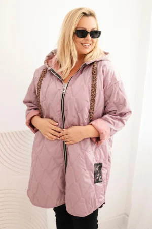 Plus Size pūkinė striukė su gobtuvu