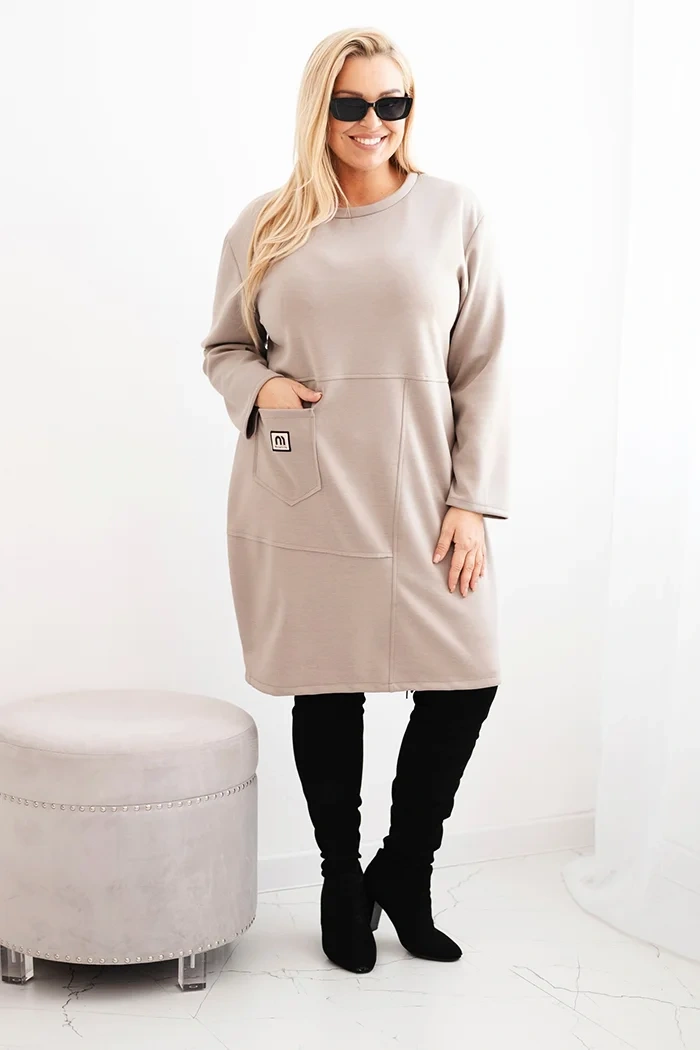 35812_1 Plus Size suknelė su kišene ir 3/4 rankovėmis - Image 2