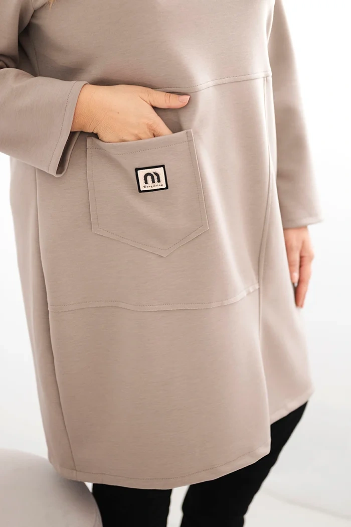 35812_4 Plus Size suknelė su kišene ir 3/4 rankovėmis - Image 4