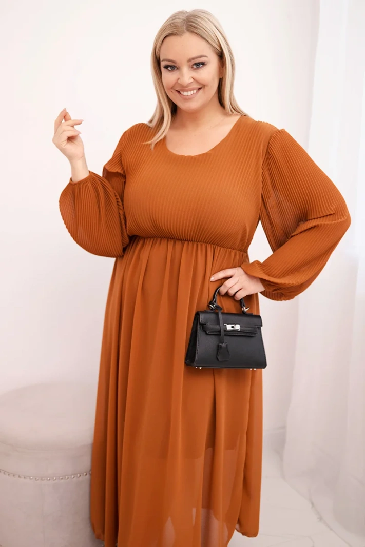 36830_4 Plus Size plisuota suknelė ilgomis rankovėmis - Image 2