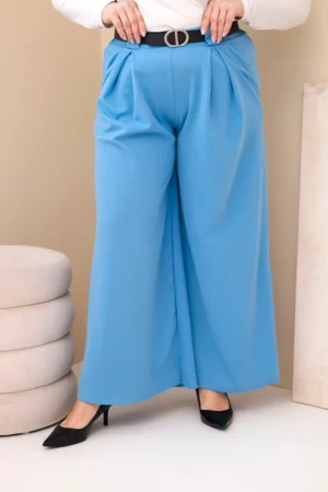 Plus Size plačios kelnės su diržu