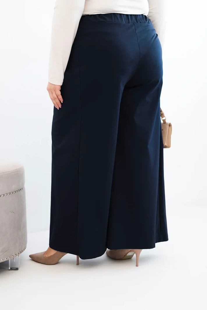 37969_2 Plus Size plačios kelnės su klostėmis - Image 3
