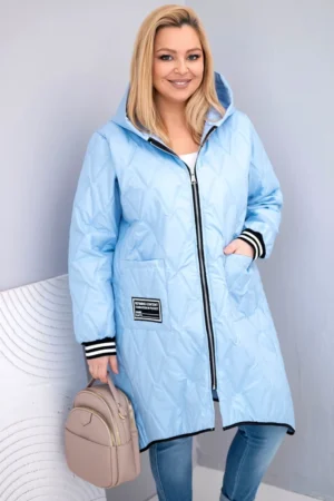 Plus Size pūsta striukė su gobtuvu
