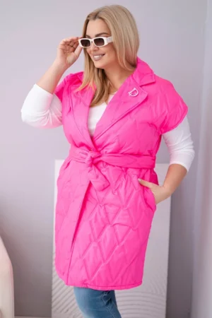 Plus Size siuvinėta liemenė su diržu