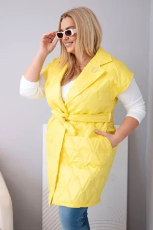 Plus Size siuvinėta liemenė su diržu