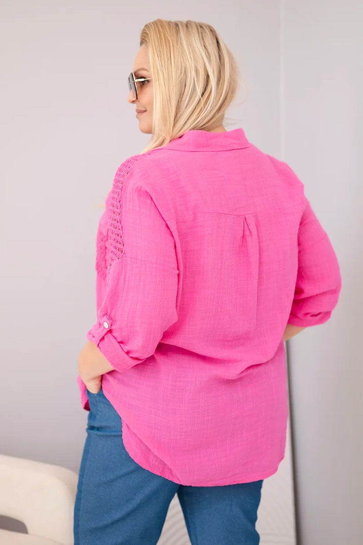 39445_2 Plus Size medvilniniai marškiniai su nėriniais - Image 3