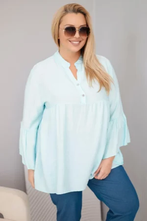 Plus Size palaidinė su raukiniais ant rankovių