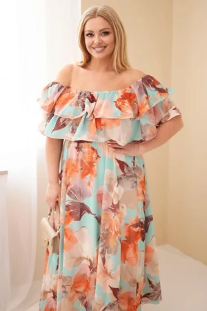 Plus Size maxi suknelė raukiniais