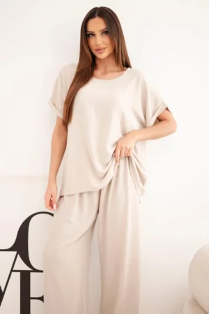 Plus Size komplektas su plačiomis kelnėmis