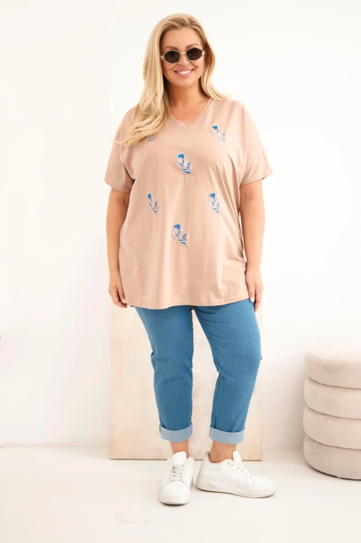 40622_1 Plus Size palaidinė su plunksnelėmis - Image 2
