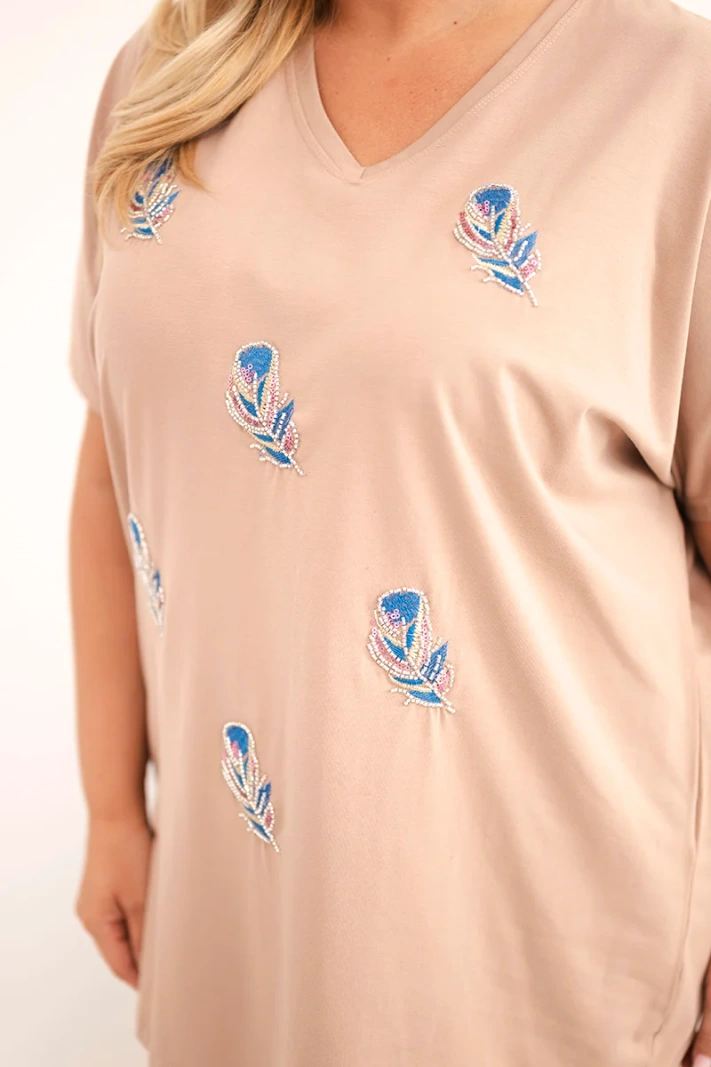 40622_4 Plus Size palaidinė su plunksnelėmis - Image 4