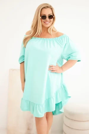 Plus Size medvilninė suknelė su raukiniu