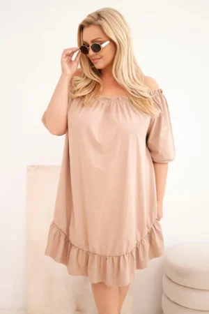 Plus Size medvilninė suknelė su raukiniu