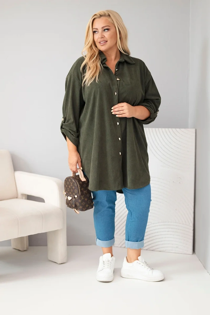 41246_1 Plus Size velveto faktūros marškiniai - Image 2