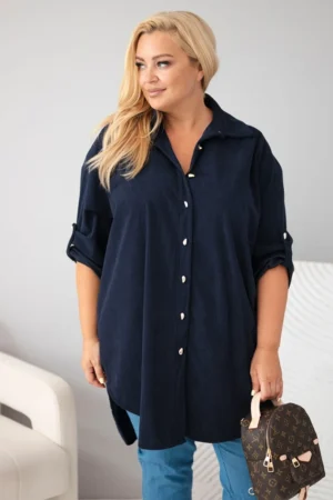 Plus Size marškiniai susukamomis rankovėmis