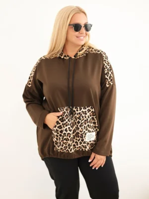 Plus Size džemperis su leopardo intarpais