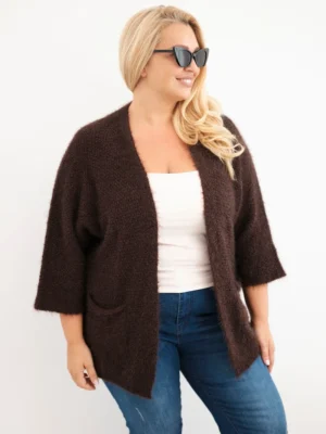 Plus Size kardiganas su kišenėmis