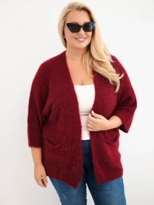 Plus Size kardiganas su kišenėmis