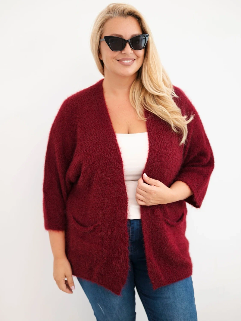 41672_3 Plus Size kardiganas su kišenėmis
