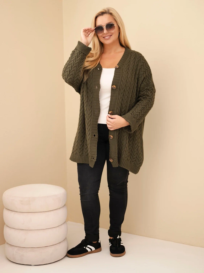 41946_1 Plus Size kardiganas su pynimo raštu - Image 3