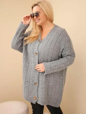 Plus Size kardiganas su pynimo raštu