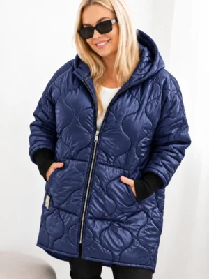 Plus Size žieminė striukė su gobtuvu