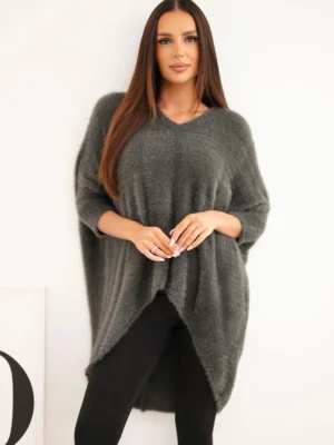 Plus Size V formos iškirptės megztinis